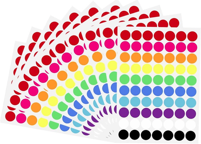MTRSOCHO 700 PCS Dot Stickers 3/4 Inch Color Coding Labels Round Colored Dot Stickers, 10 Assorted Color Colorful Coding Label Circle Sticker for Toddler Office Student Classroom, 70 Labels/Sheet - Image 1
